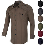 Mens Luxury Stylish Dress Shirts Slim Fit Casual Shirt Long Sleeve T-Shirts Tops  - T