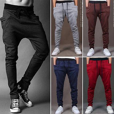 MENS CASUAL JOGGER DANCE SPORTWEAR HAREM PANTS SLACKS TROUSERS SWEATPANTS  - T