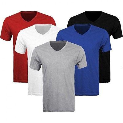 6 Pack Lots Men\\'s Plain Slim Fit Plain V-Neck T-Shirts Muscle Tee Short Sleeve  - T