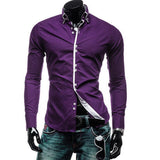 New Fashion Mens Slim Fit Long Sleeve Luxury Casual Stylish Casual Dress Shirts  - T