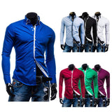 New Fashion Mens Slim Fit Long Sleeve Luxury Casual Stylish Casual Dress Shirts  - T