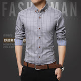 Hot Sale New Brand Men Shirts Long Sleeve Casual Male Dress Shirts Solid White/Dark Blue Slim Fit Clothes Free Shipping  - T