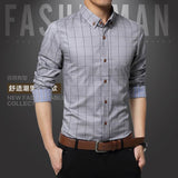 Hot Sale New Brand Men Shirts Long Sleeve Casual Male Dress Shirts Solid White/Dark Blue Slim Fit Clothes Free Shipping  - T