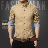 Hot Sale New Brand Men Shirts Long Sleeve Casual Male Dress Shirts Solid White/Dark Blue Slim Fit Clothes Free Shipping  - Ninja