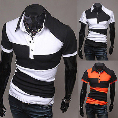 Fashion Men\'s Slim Fit Casual Polo Shirt T-Shirt Short Sleeve Tee Tops M-XXL  - T