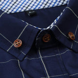 2015 New 100% Cotton Plaid Men Shirt Mens Dress Shirts Slim Fit Social Shirt Men Causal Striped Shirt Men Camisas Hombre M-5XL  - T