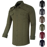 Mens Luxury Stylish Dress Shirts Slim Fit Casual Shirt Long Sleeve T-Shirts Tops  - T