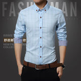 Hot Sale New Brand Men Shirts Long Sleeve Casual Male Dress Shirts Solid White/Dark Blue Slim Fit Clothes Free Shipping  - Ninja