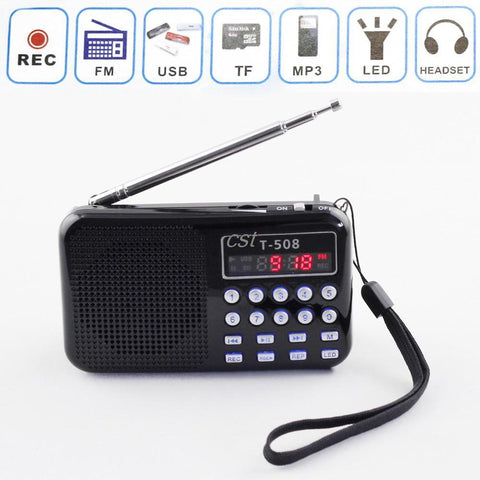 Hot Universal Portable Digital LED Light Stereo FM Radio MP3 Music Player Speaker Support USB Disk/TF Card Play  - Ninja