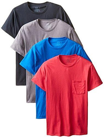 Fruit of the Loom Men\\'s 4-Pack Pocket Crew-Neck T-Shirt - Colors May Vary  - T