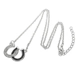 1 Piece Lucky Rhinestone Double Horse Hoof Horseshoe Pendant Necklace Jewellery Black White  - T