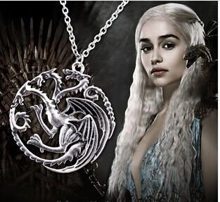 New Fashion Song Of Lce And Fire Dragon Necklace Pendant Retro Game Of Thrones Women Men\'s Targaryen Dragon Badge Necklace  - T