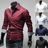 Free Shipping Fashion Menswear Camisa Masculina Long Sleeve Casual Dress Shirt Men Slim Fit Male Shirt Camisas Hombre Vestir  - T