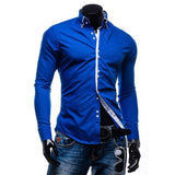 New Fashion Mens Slim Fit Long Sleeve Luxury Casual Stylish Casual Dress Shirts  - T