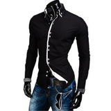 New Fashion Mens Slim Fit Long Sleeve Luxury Casual Stylish Casual Dress Shirts  - T