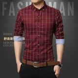 Hot Sale New Brand Men Shirts Long Sleeve Casual Male Dress Shirts Solid White/Dark Blue Slim Fit Clothes Free Shipping  - T