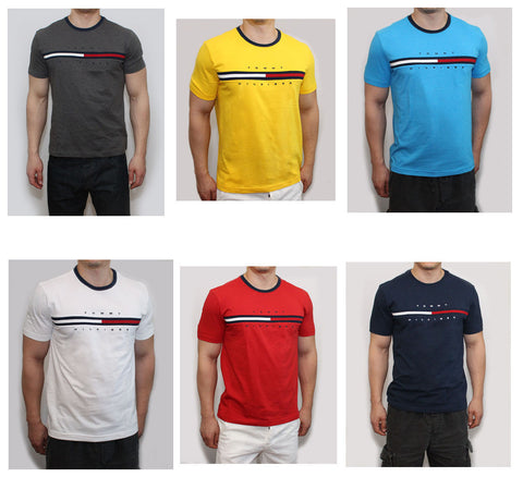 New Tommy Hilfiger Men Classic Fit Crew Neck Logo Tee Shirt T-Shirt  - T