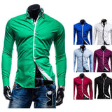 New Fashion Mens Slim Fit Long Sleeve Luxury Casual Stylish Casual Dress Shirts  - T