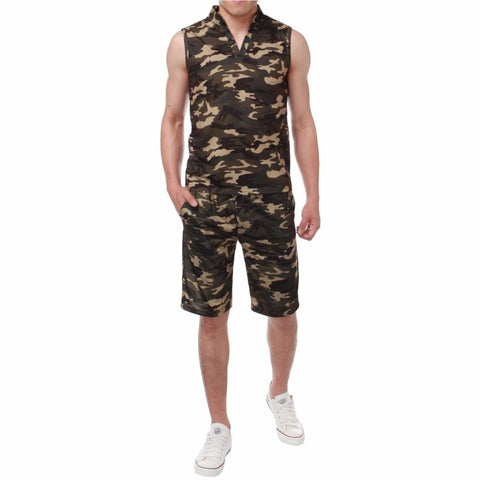 2018 New Arrival Men Sets Summer Army Camouflage Tank Top Casual Slim Tops Unisex Sleeveless Outwear Plus Size S-3XL  - T