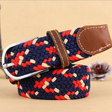 hot Men\'s Casual Belts Elastic luxury belt gentleman mens Canvas belt jeans designer shirts pop belts for men black blue  - T